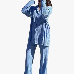 Blue Plisse Set